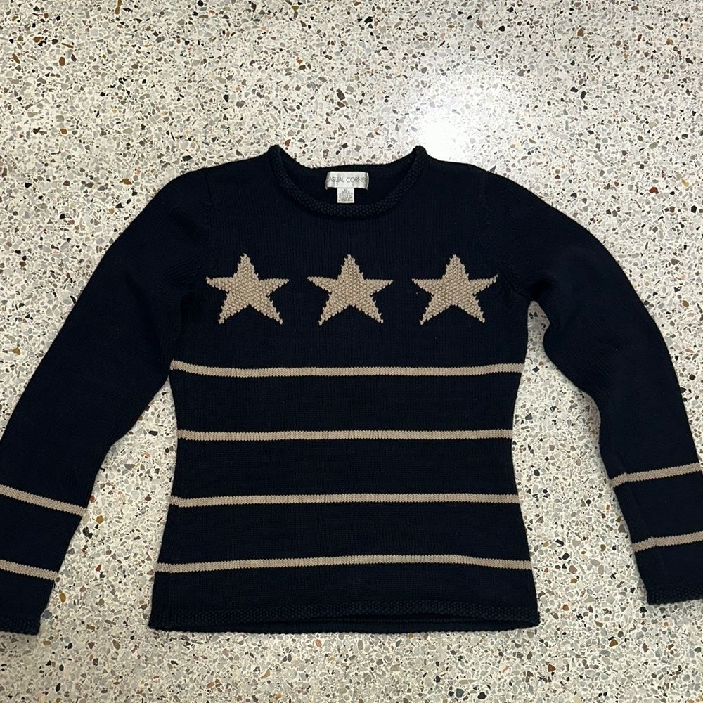 Navy star 100% cotton sweater XS Casual Corner